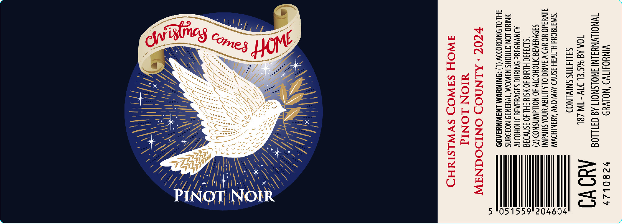 TABC label artwork for CHRISTMAS COMES HOME PINOT NOIR