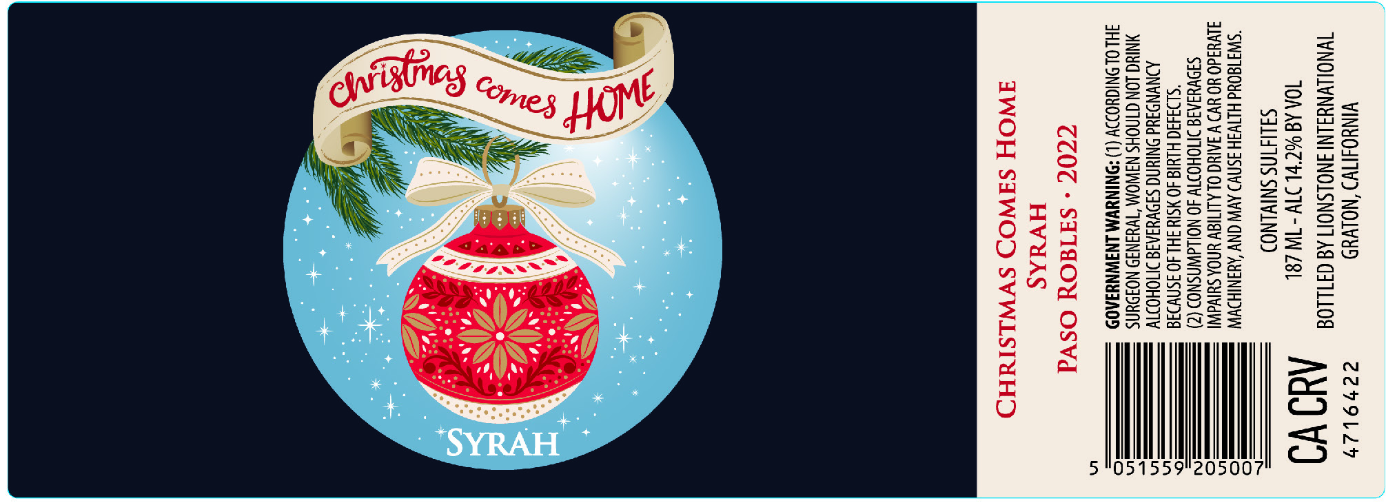 TABC label artwork for CHRISTMAS COMES HOME SYRAH