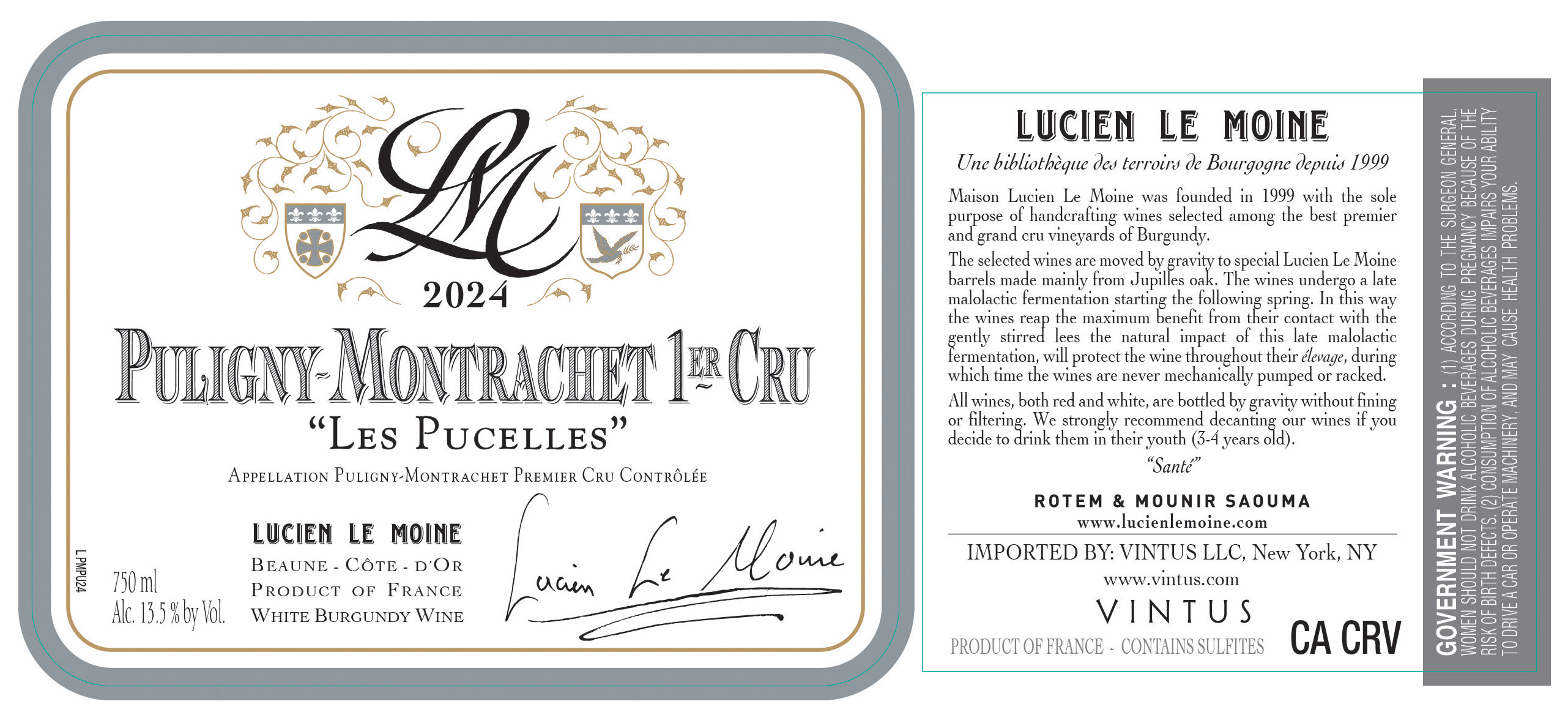 TABC label artwork for LUCIEN LE MOINE LES PUCELLES