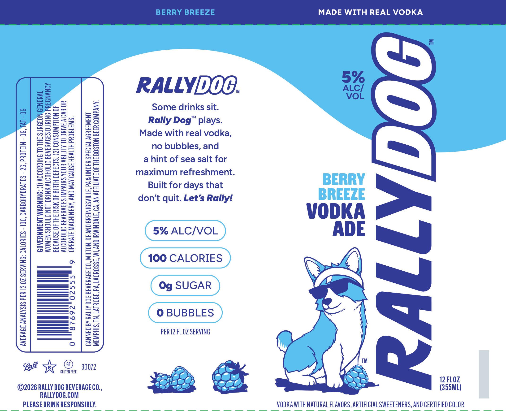 TABC label artwork for RallyDog Berry Breeze