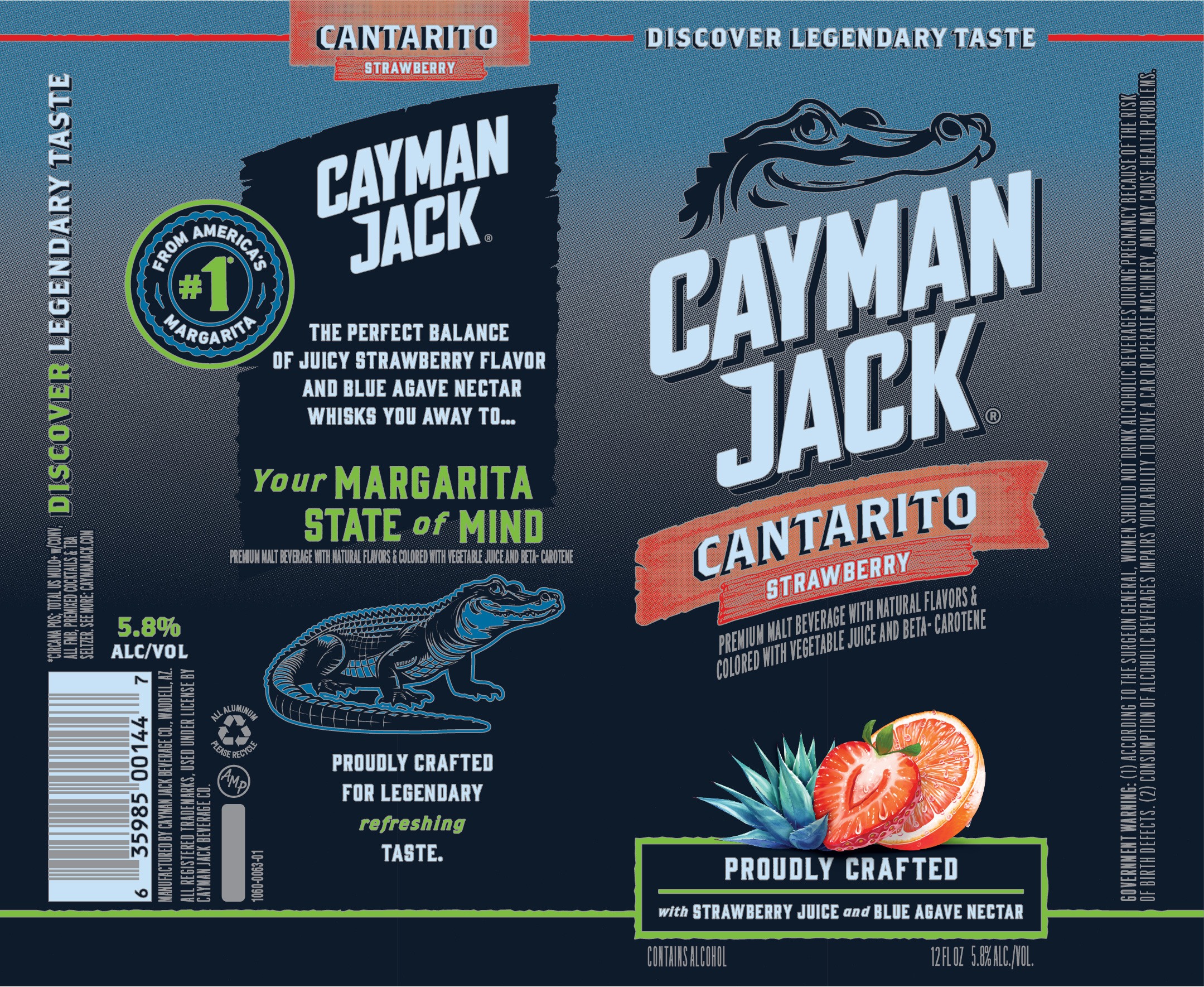 TABC label artwork for Cayman Jack Strawberry Cantarito