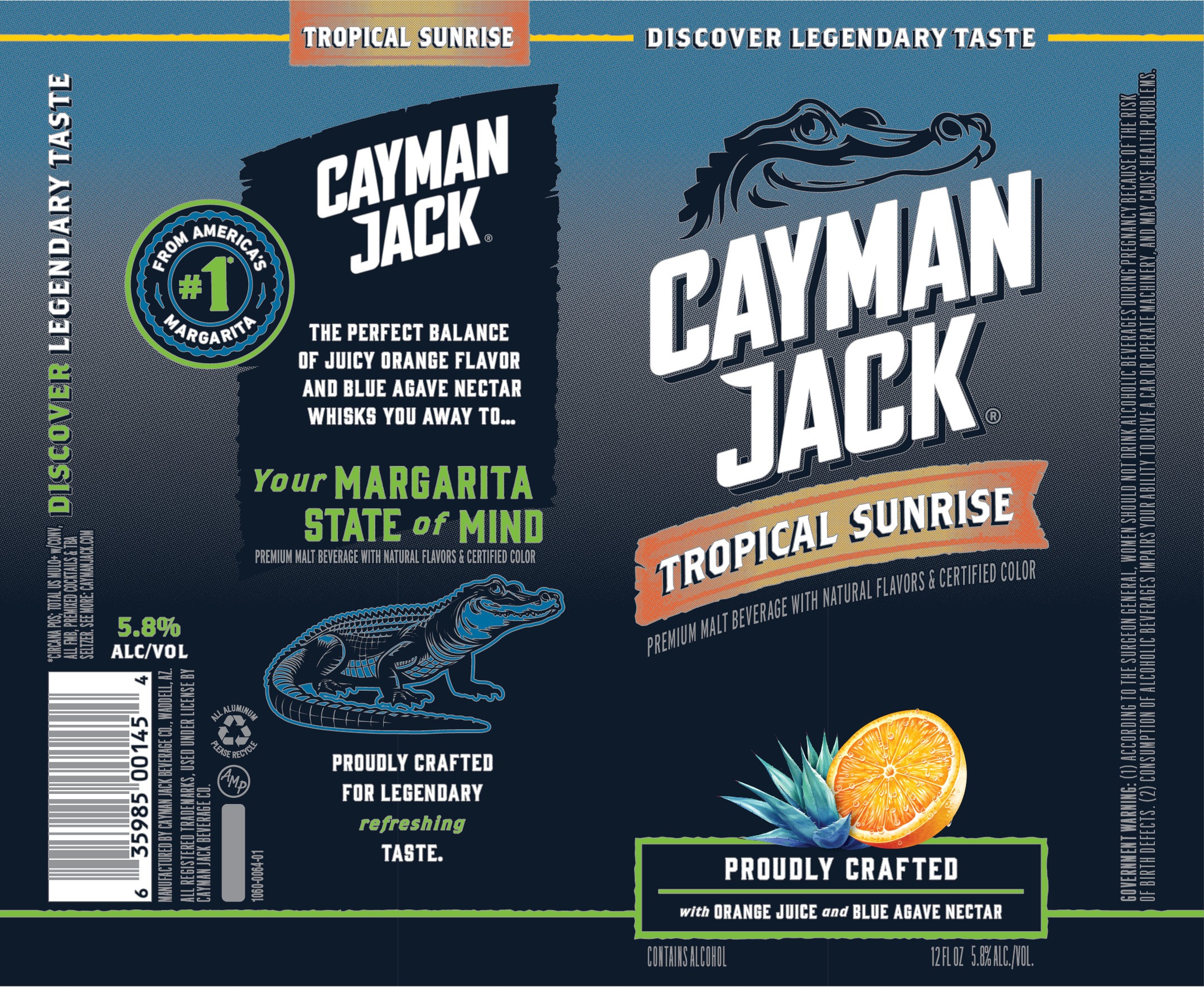 TABC label artwork for Cayman Jack Tropical Sunrise
