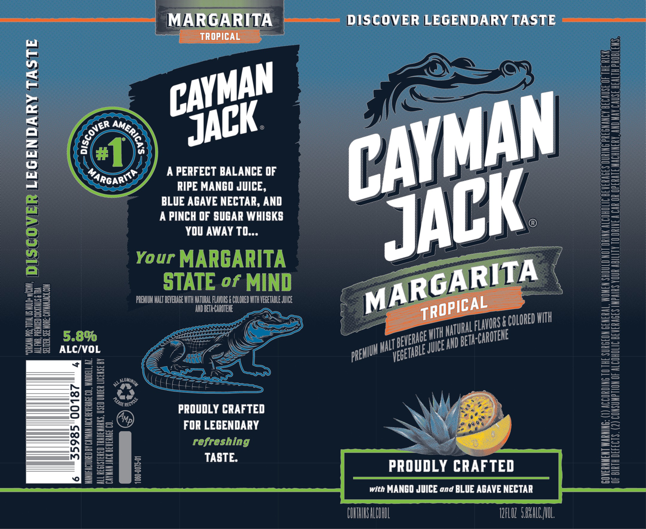 TABC label artwork for Cayman Jack Tropical Margarita