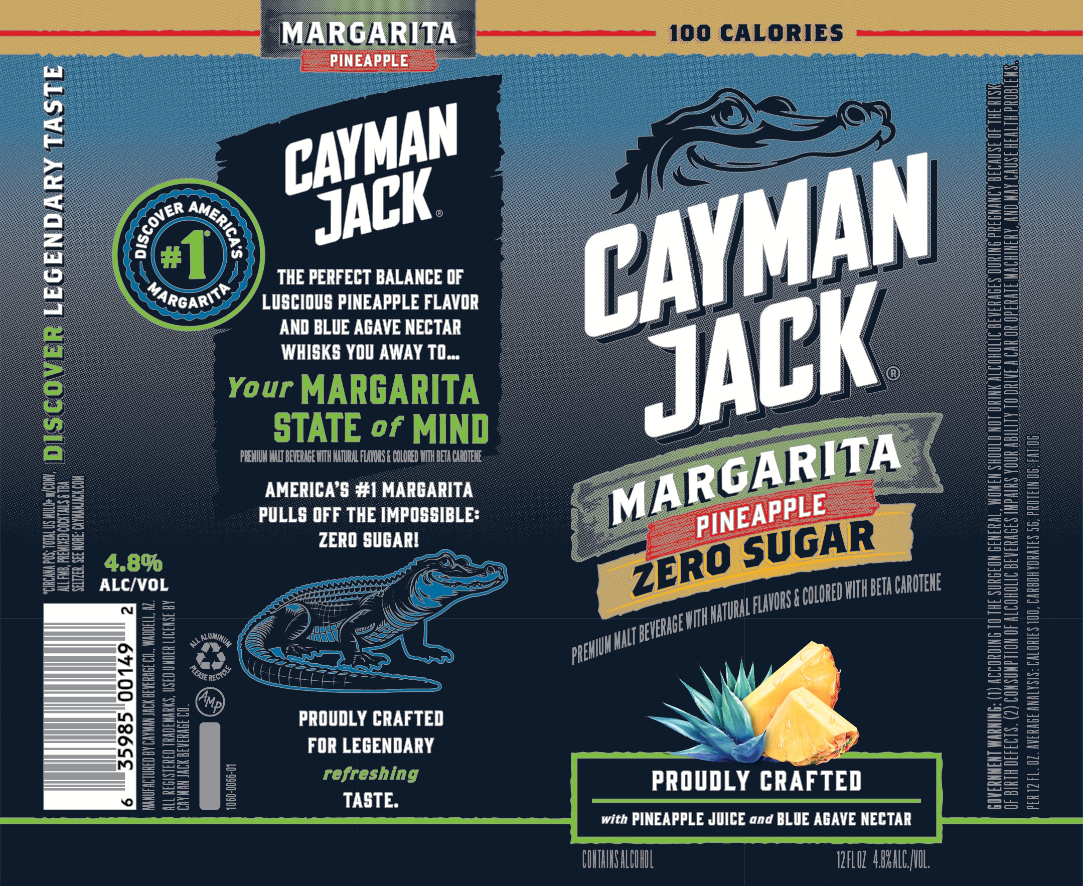 TABC label artwork for Cayman Jack Zero Sugar Pineapple Margarita