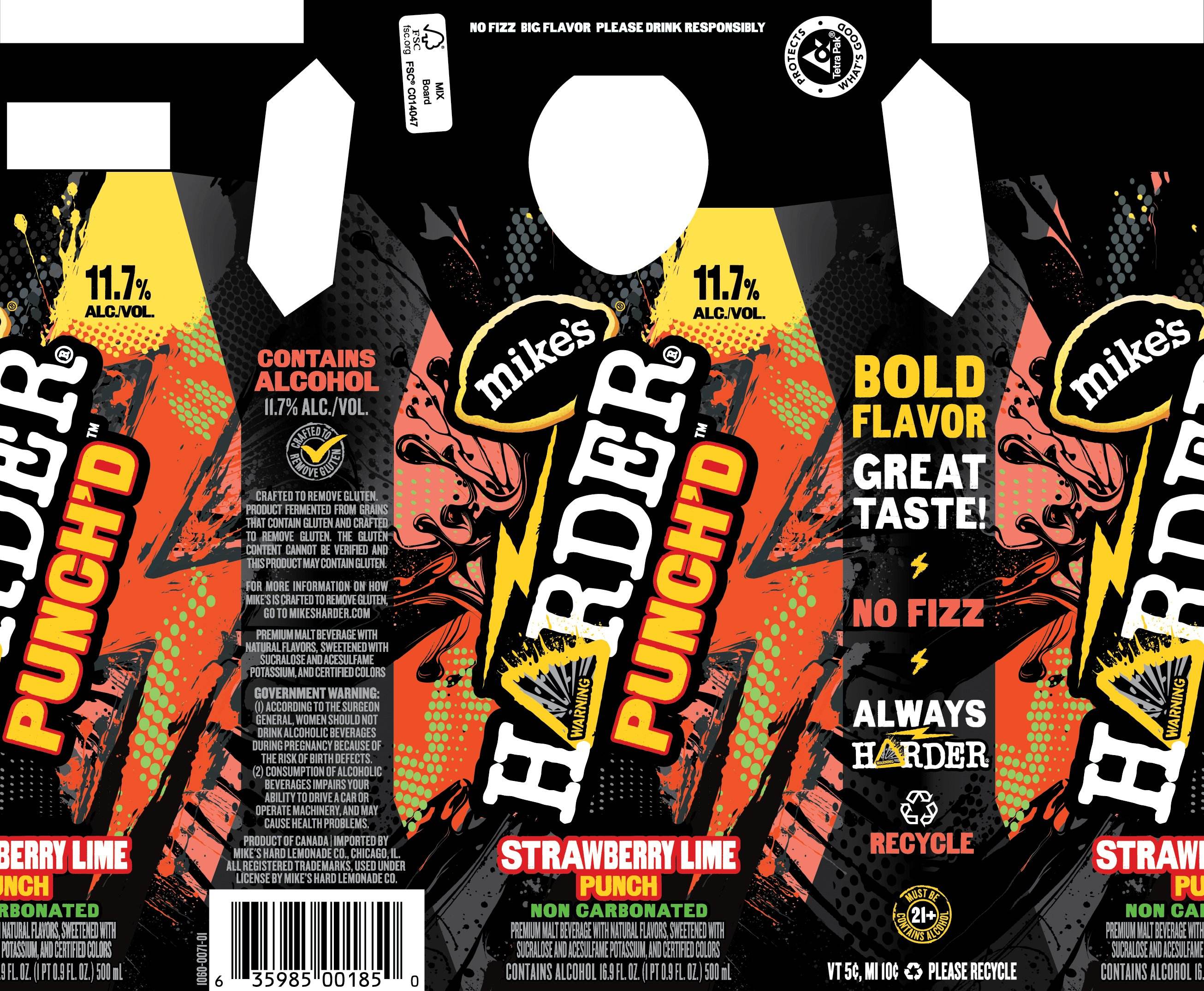 TABC label artwork for Mike's Harder Punch'd Strawberry Lime Punch