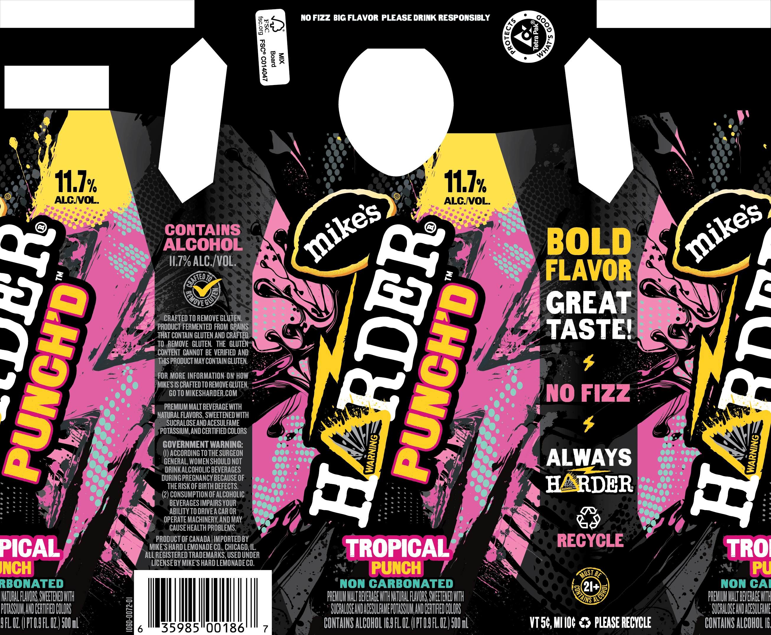 TABC label artwork for Mike's Harder Punch'd Tropical Punch