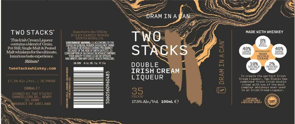 TABC label artwork for TWO STACKS DOUBLE IRISH CREAM LIQUEUR