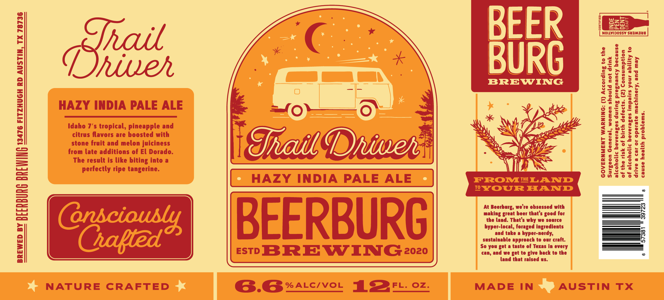 TABC label artwork for Trail Driver Hazy India Pale Ale