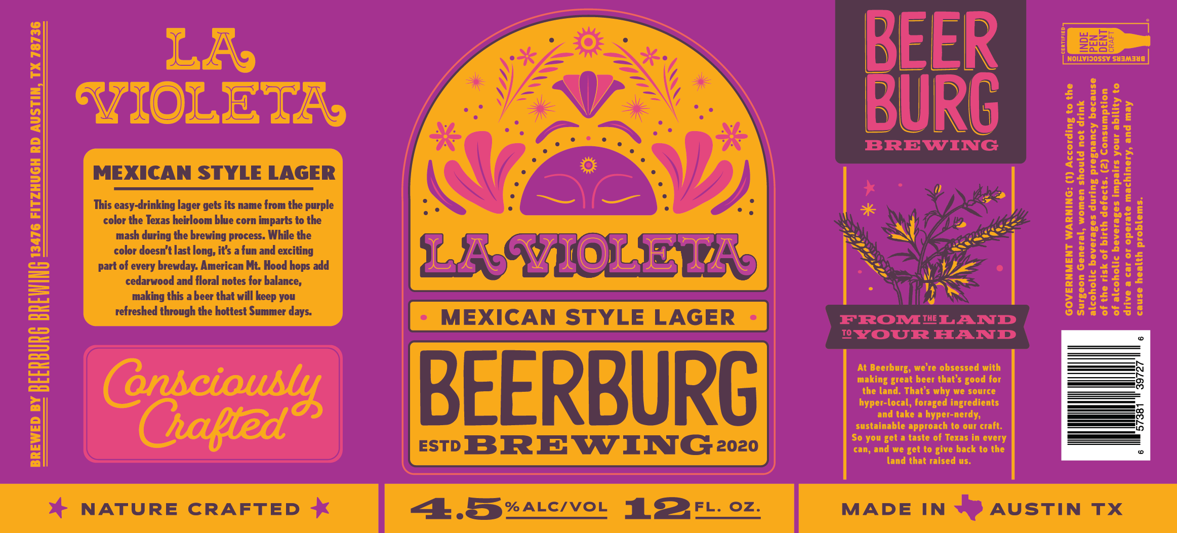 TABC label artwork for La Violeta Mexican Style Lager