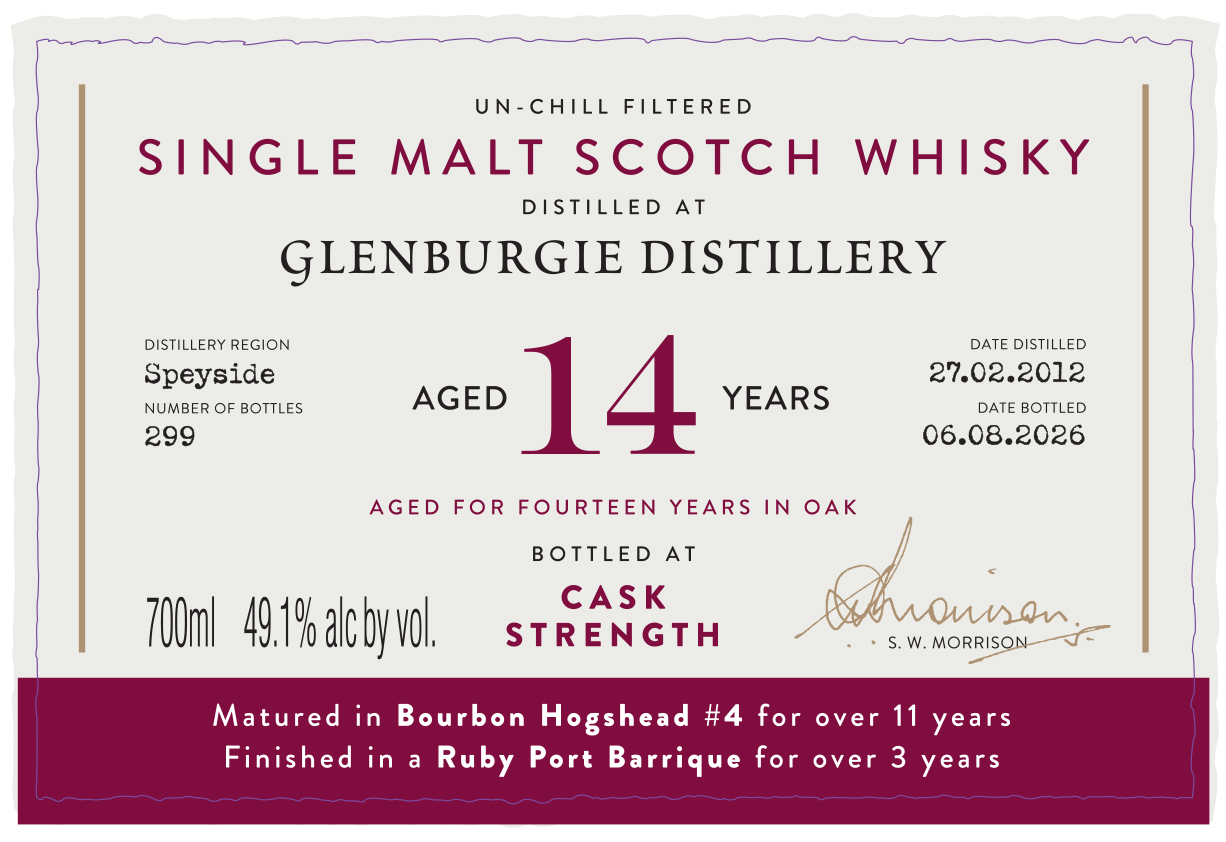 TABC label artwork for ADR Glenburgie 2012 14 Yr #4