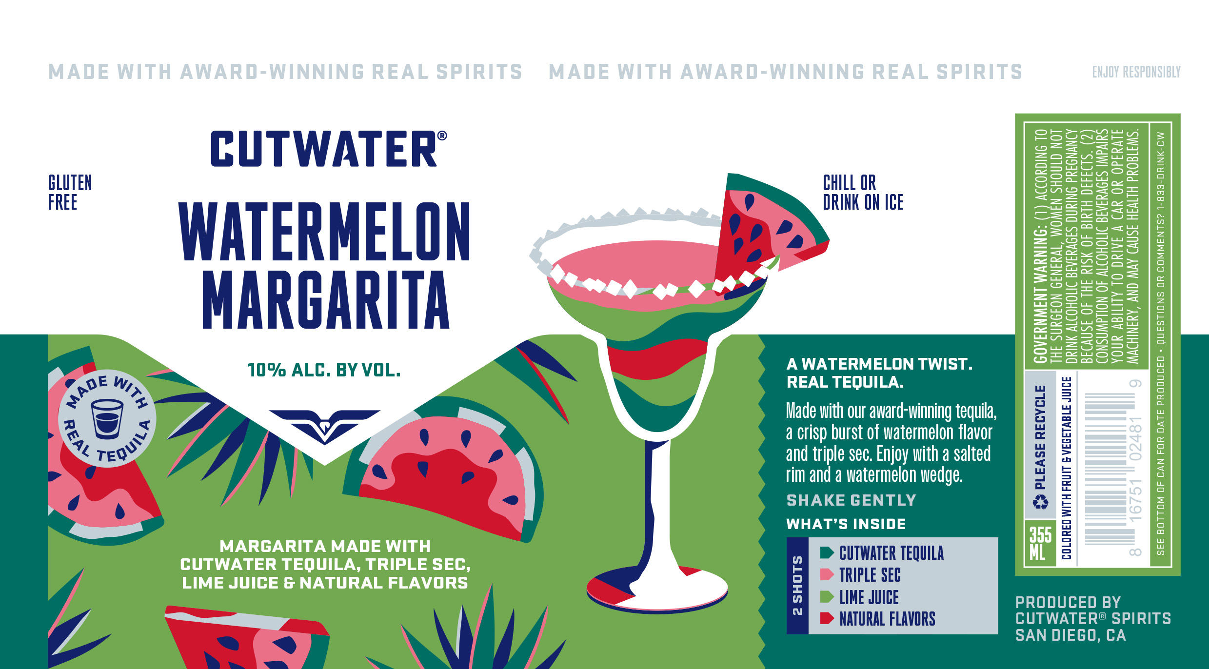 TABC label artwork for CUTWATER WATERMELON MARGARITA 12 OZ. CAN