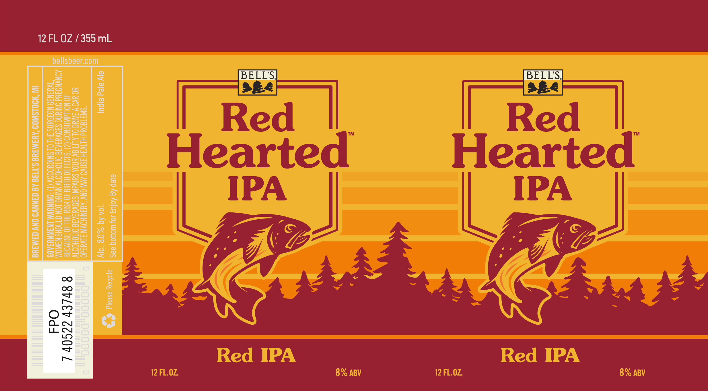TABC label artwork for RED HEARTED IPA