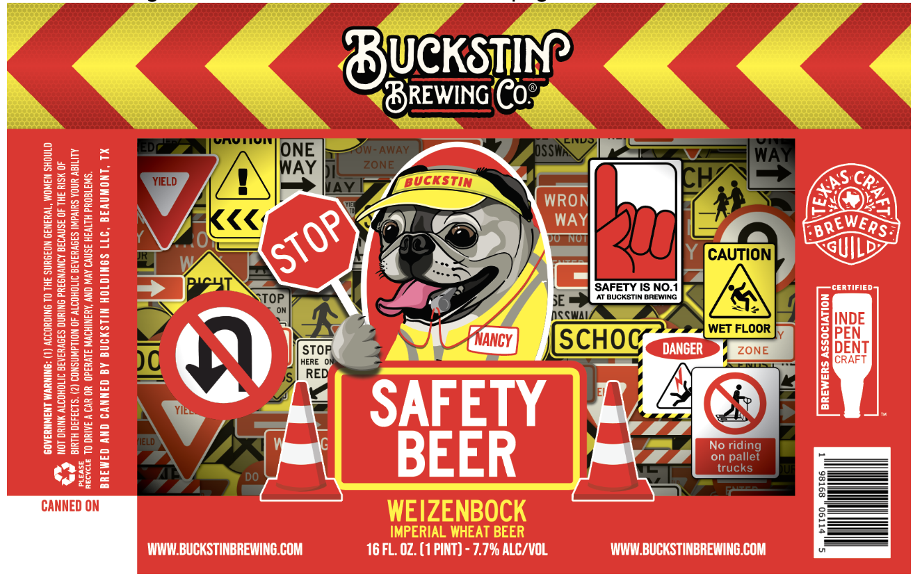TABC label artwork for Safety Beer