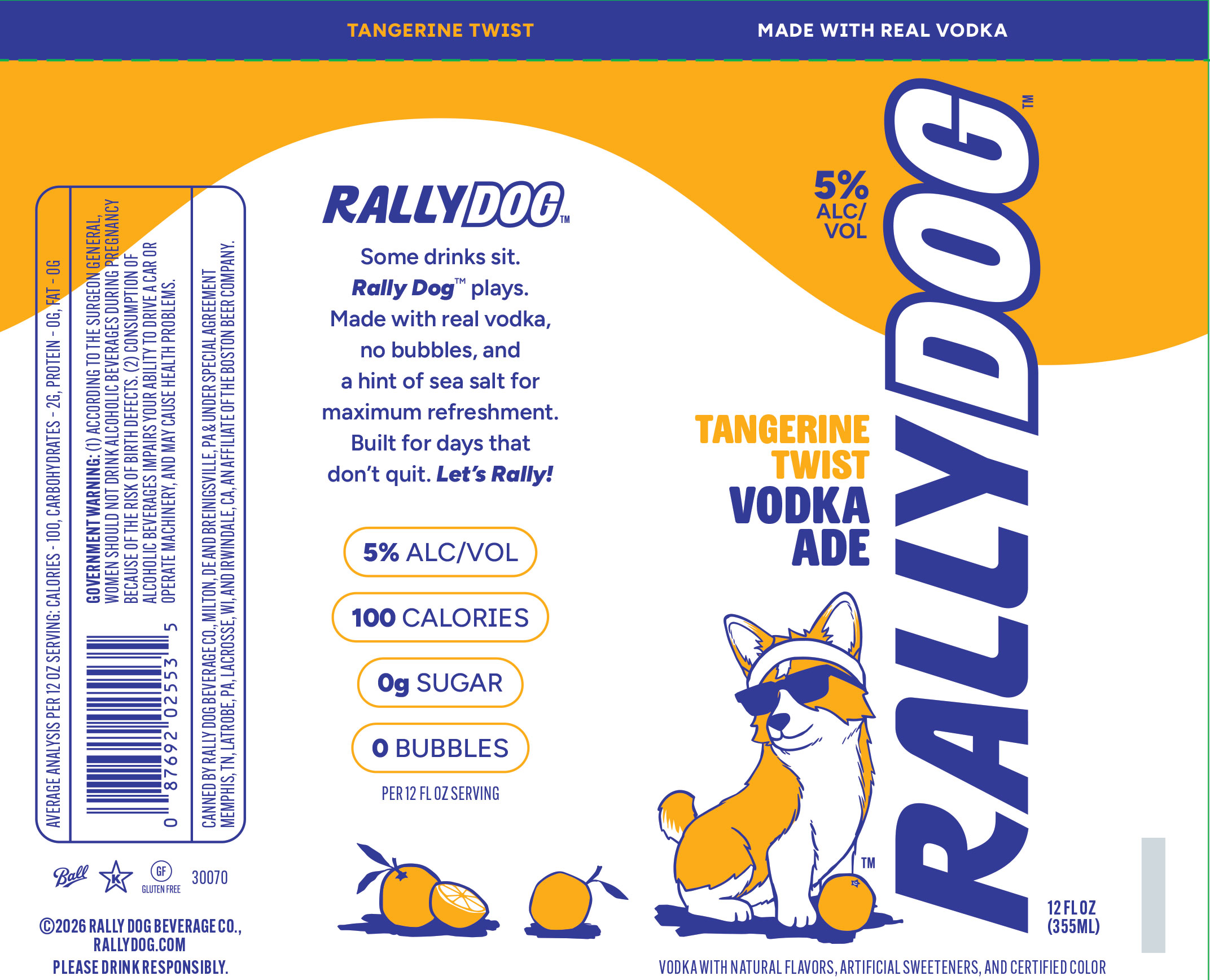 TABC label artwork for RallyDog Tangerine Twist