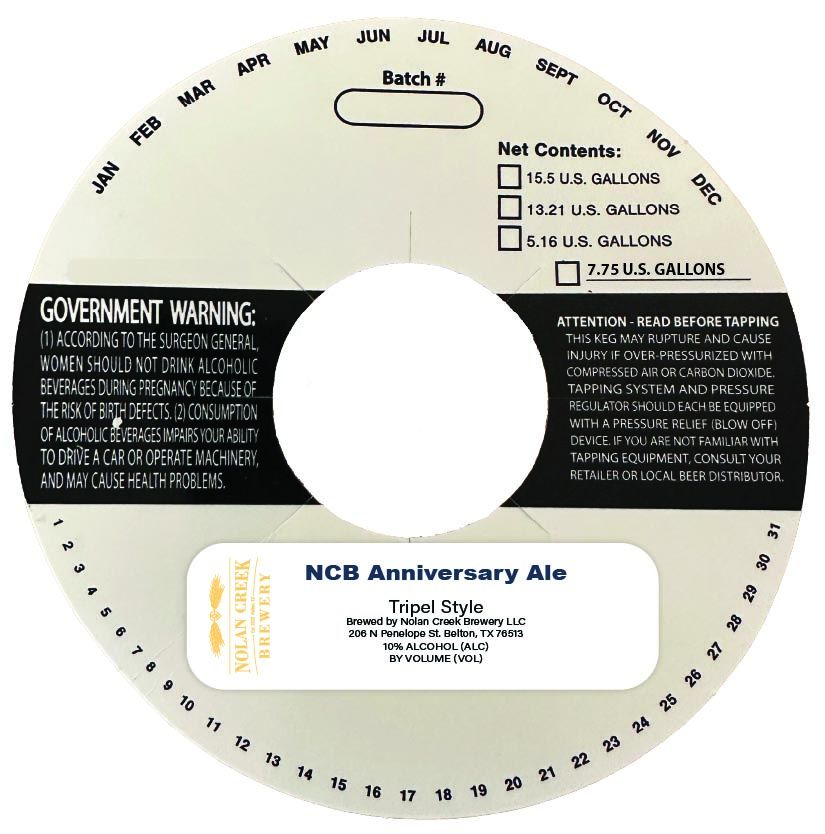 TABC label artwork for NCB Anniversary Ale