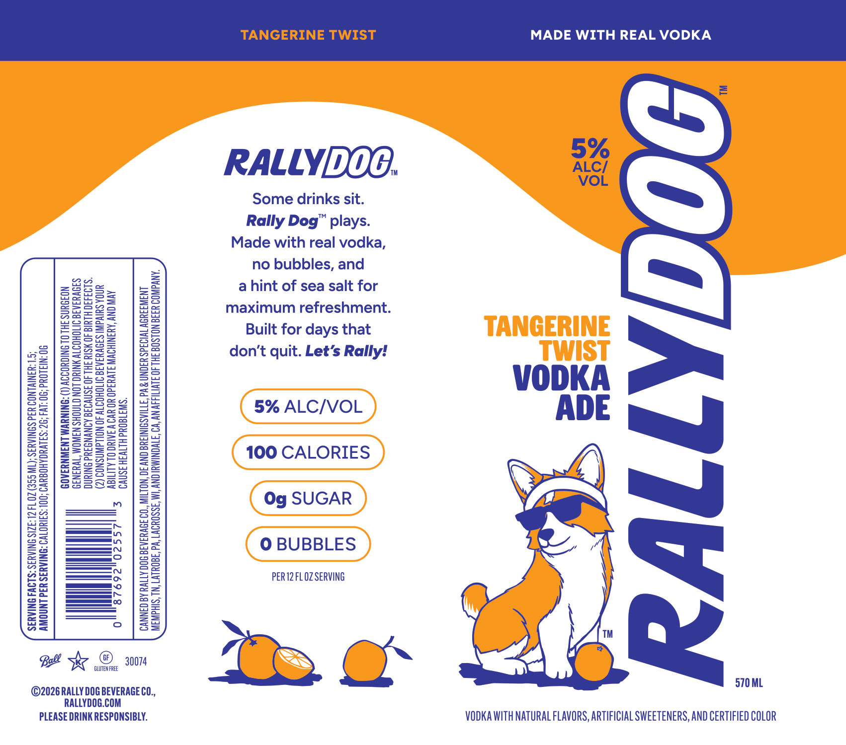 TABC label artwork for RallyDog Tangerine Twist