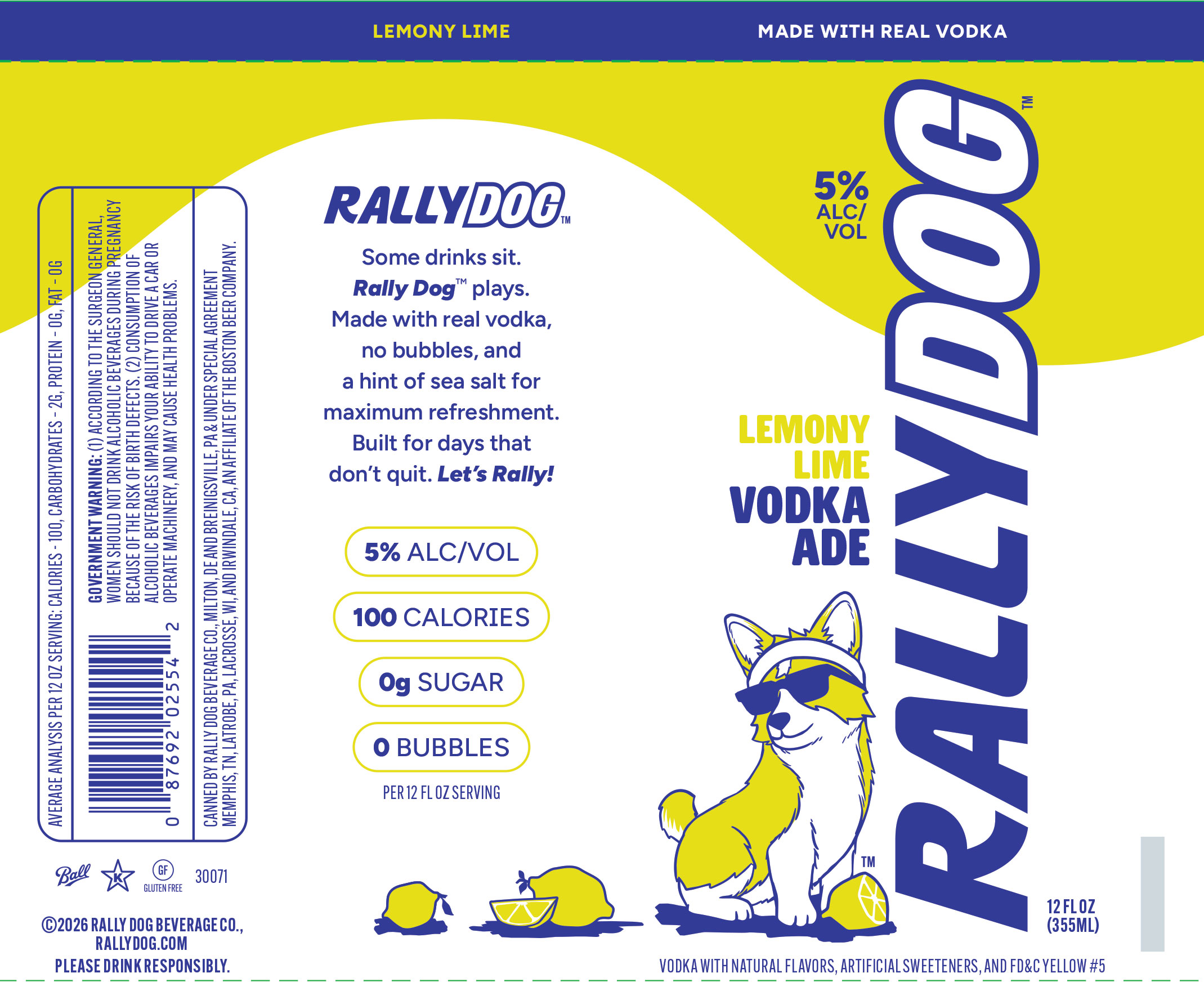 TABC label artwork for RallyDog Lemony Lime