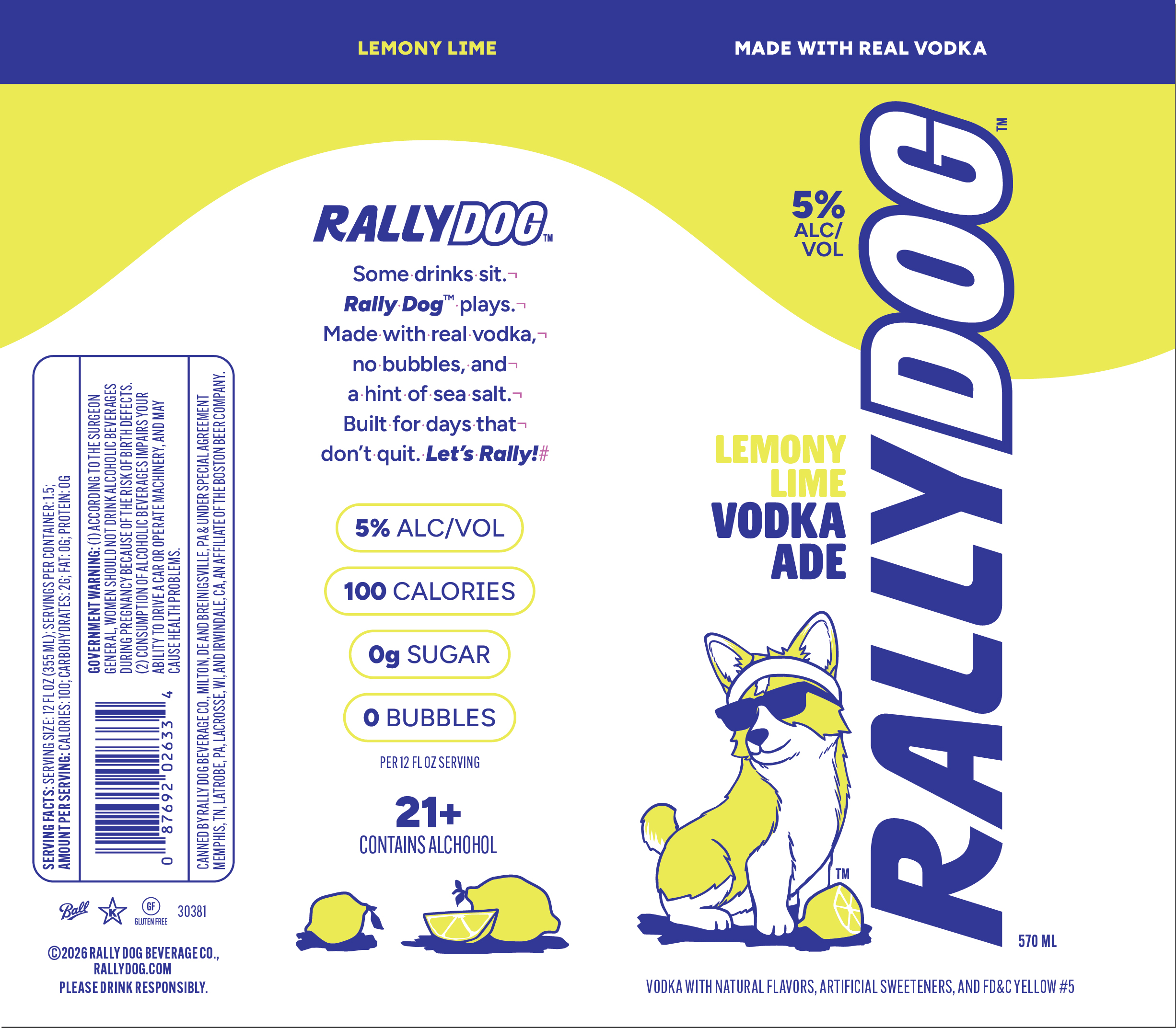 TABC label artwork for RallyDog Lemony Lime