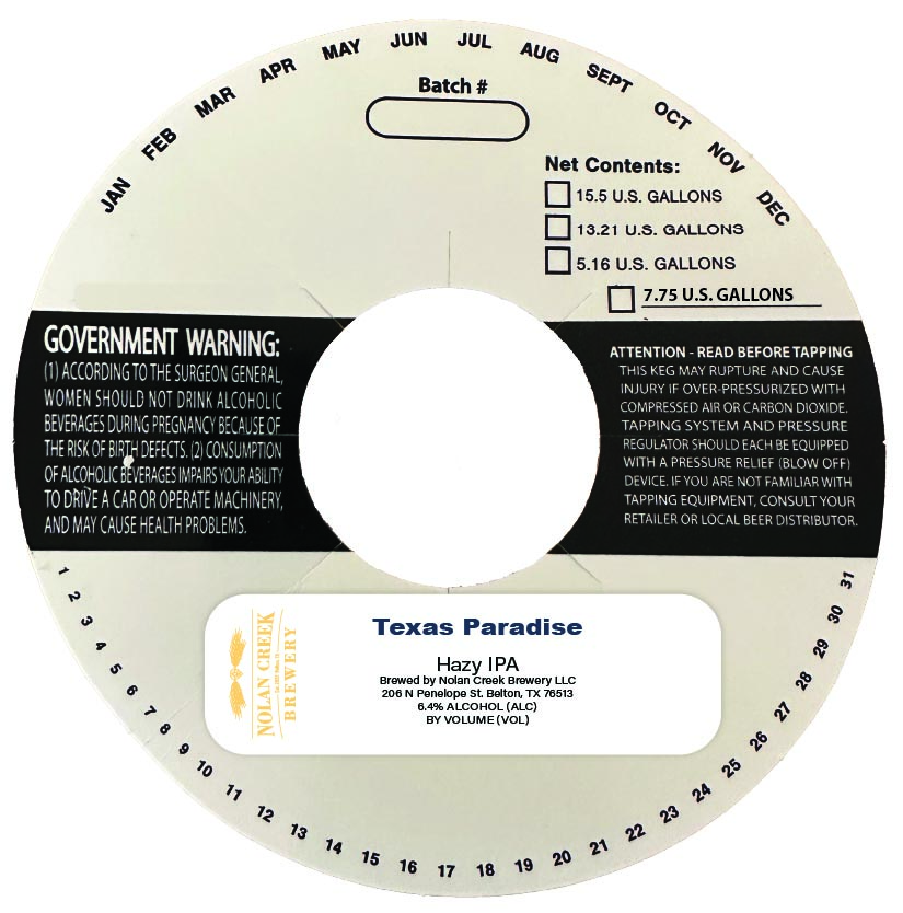 TABC label artwork for Texas Paradise