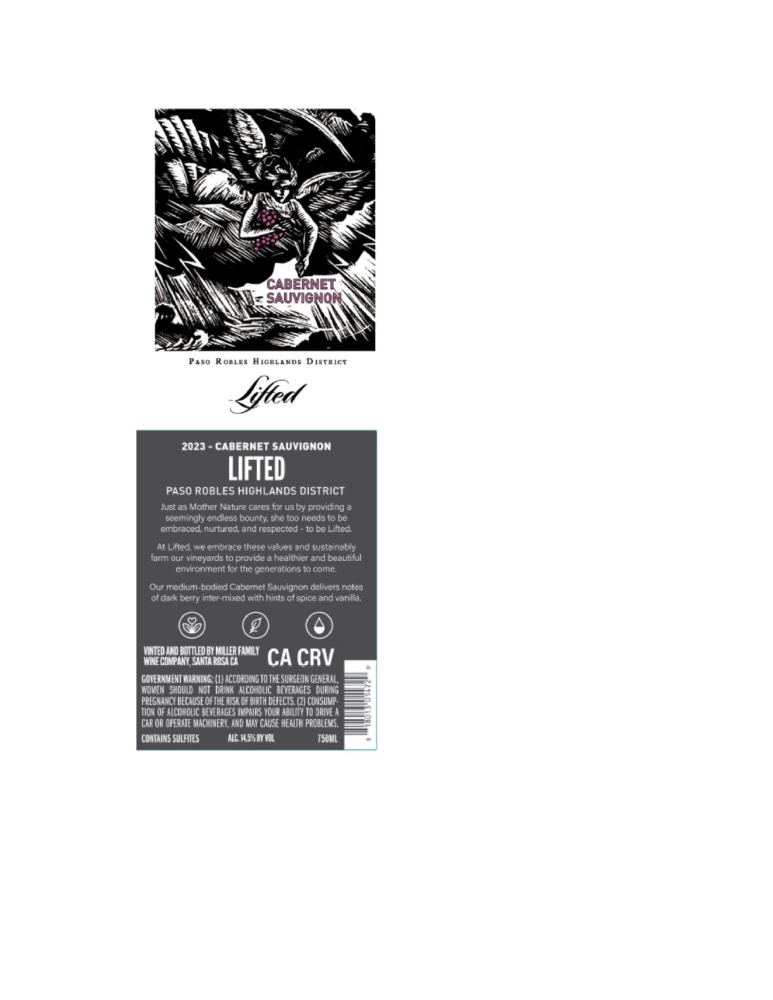 TABC label artwork for Lifted Cabernet Sauvignon