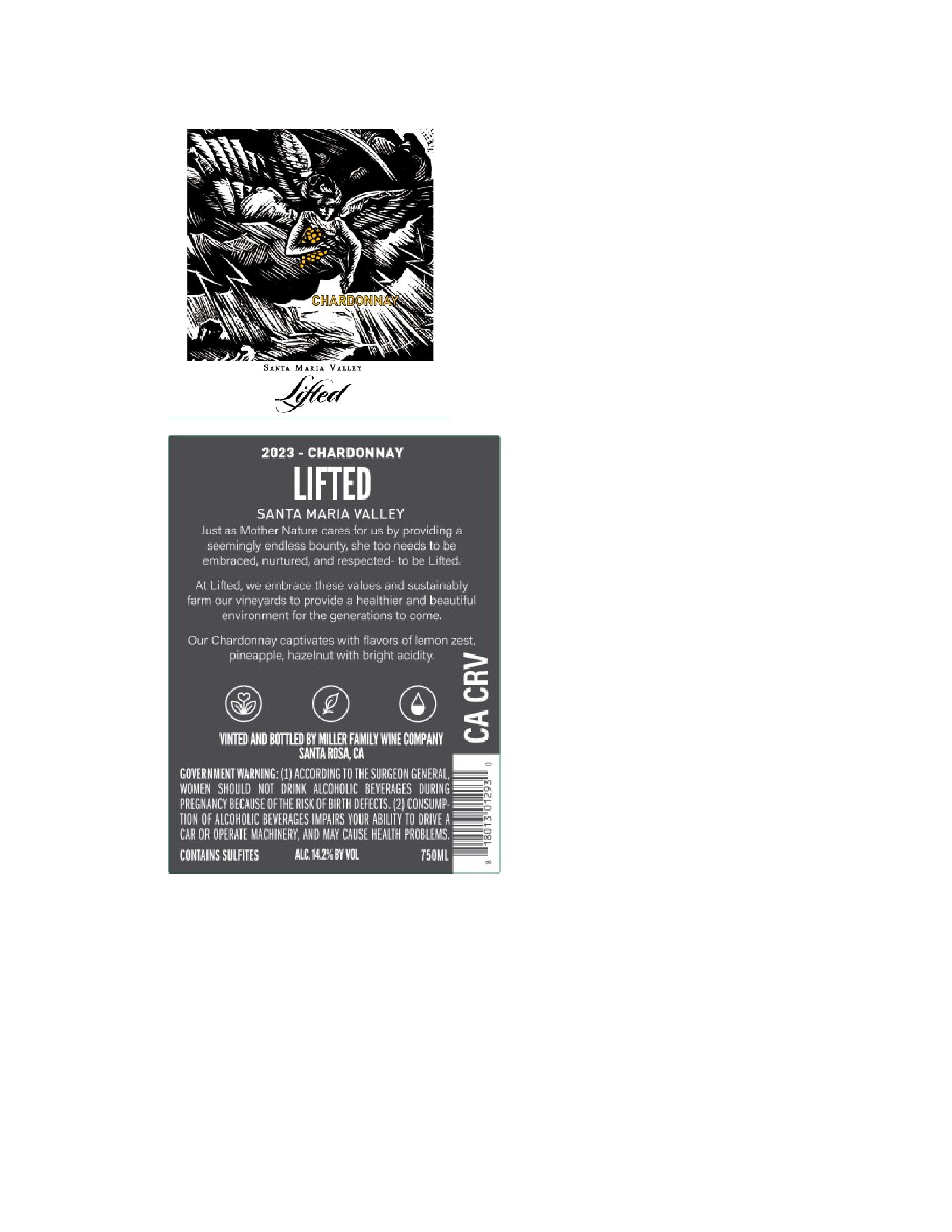 TABC label artwork for Lifted Chardonnay
