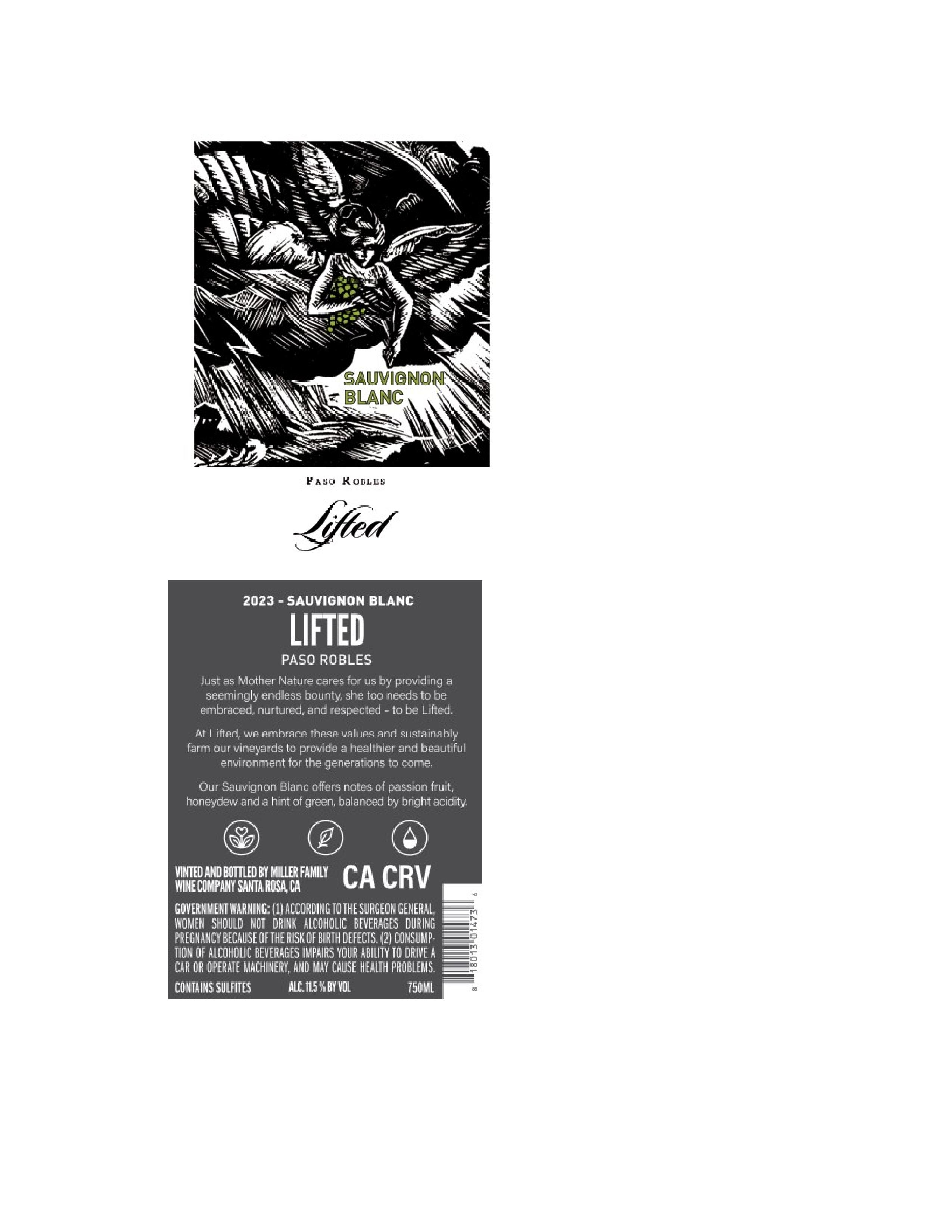 TABC label artwork for Lifted Sauvignon Blanc