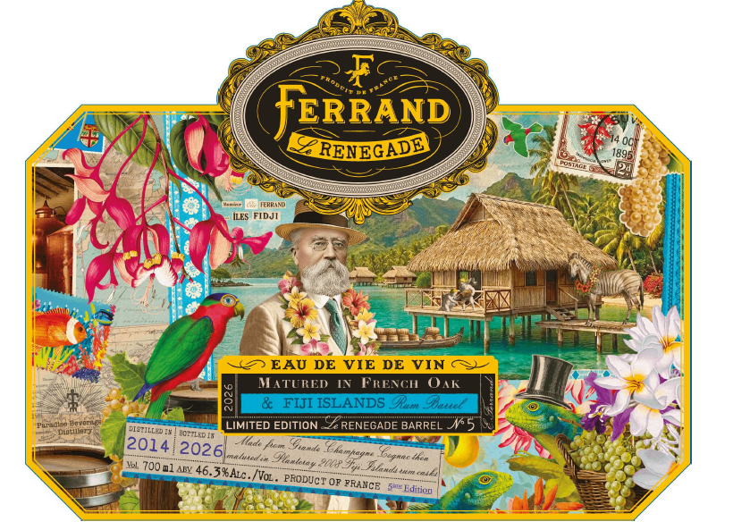 TABC label artwork for Ferrand Renegade No. 5 Eau de Vie de Vin