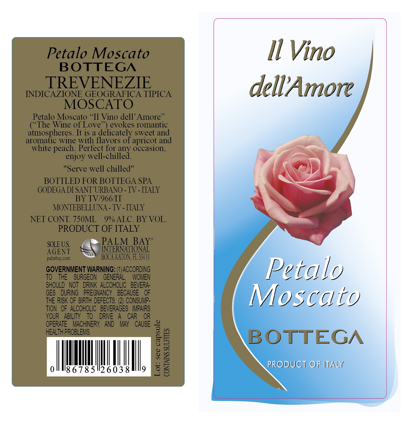 TABC label artwork for BOTTEGA PETALO MOSCATO