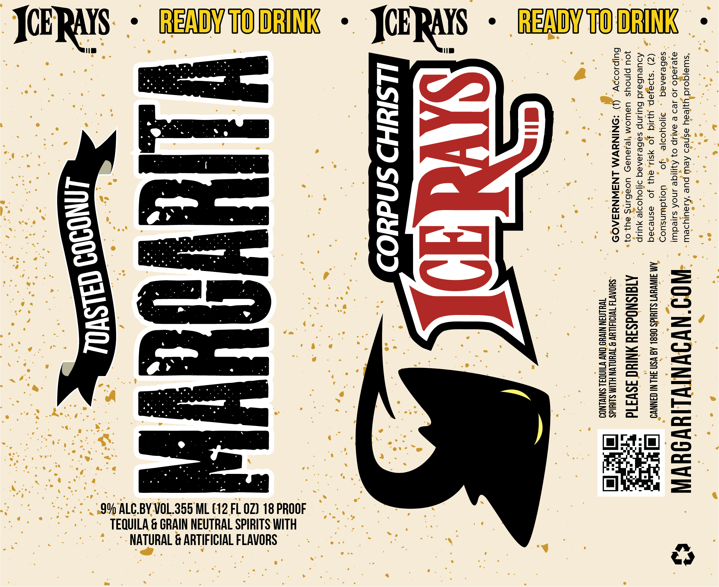 TABC label artwork for Ice Rays Toasted Coconut Margarita