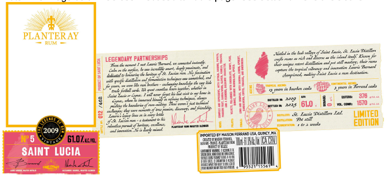 TABC label artwork for Planteray Rum Extreme No. 6 Legends St. Lucia 2009 110P 6/700
