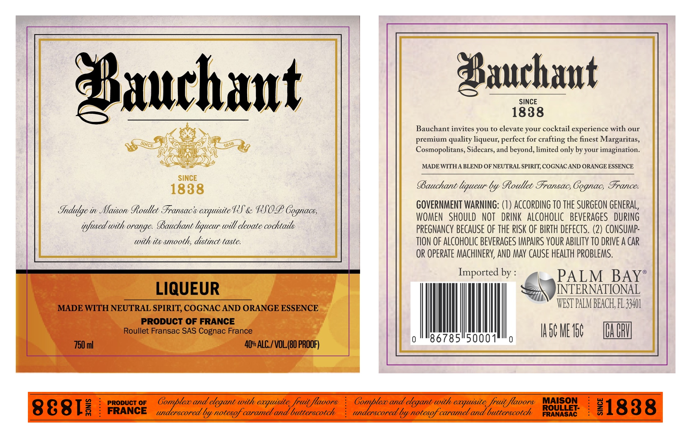 TABC label artwork for BAUCHANT LIQUEUR