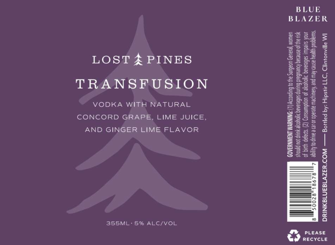 TABC label artwork for Lost Pines Transfusion