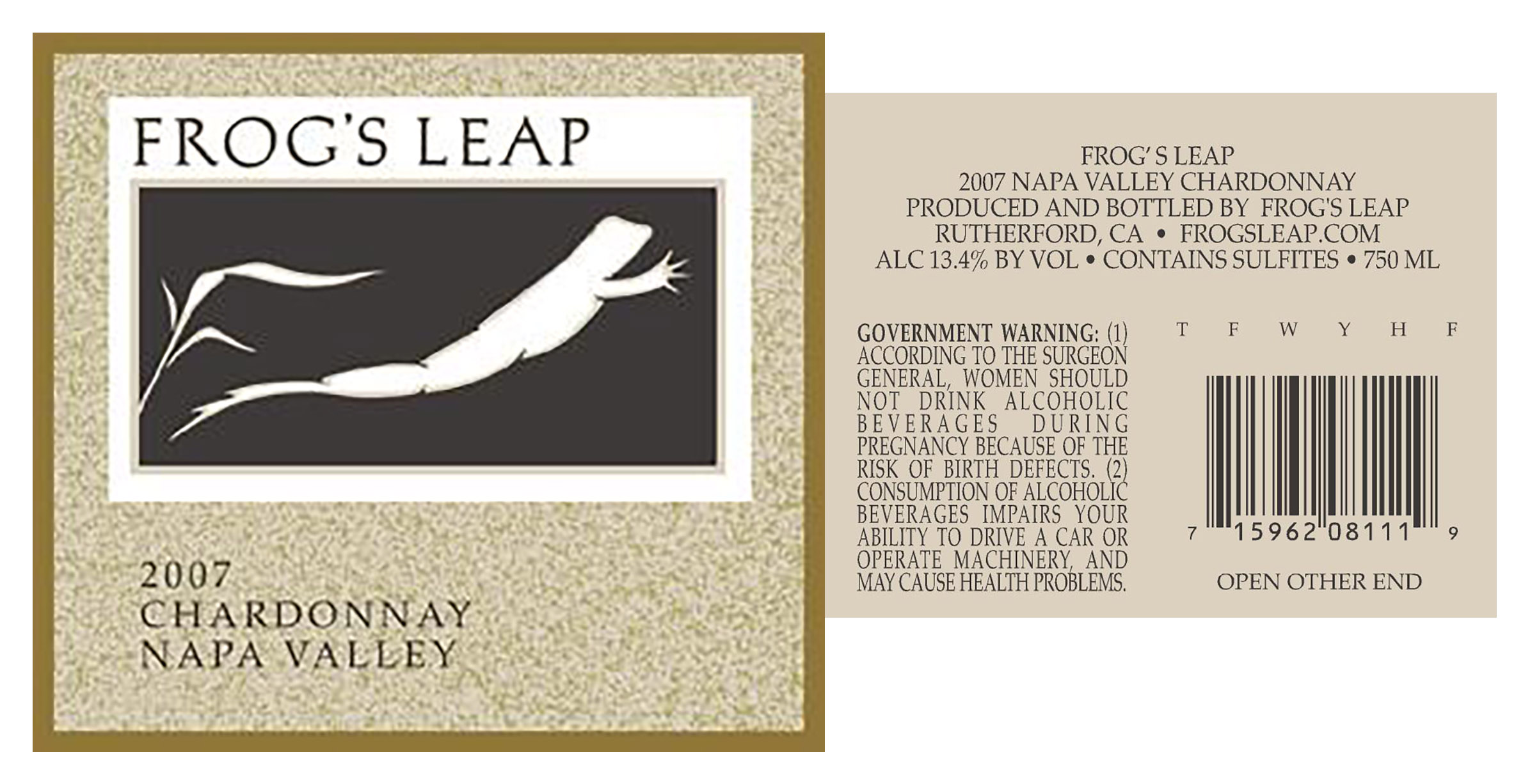 TABC label artwork for Frog's Leap Chardonnay Napa Valley