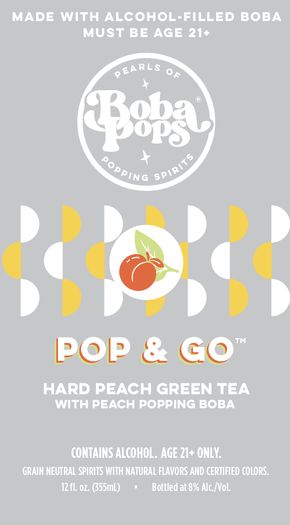 TABC label artwork for BOBA POPS POP & GO Hard Peach Green Tea