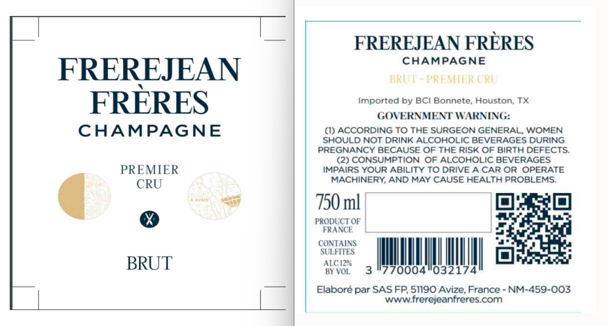 TABC label artwork for FrereJean Freres Brut Champagne