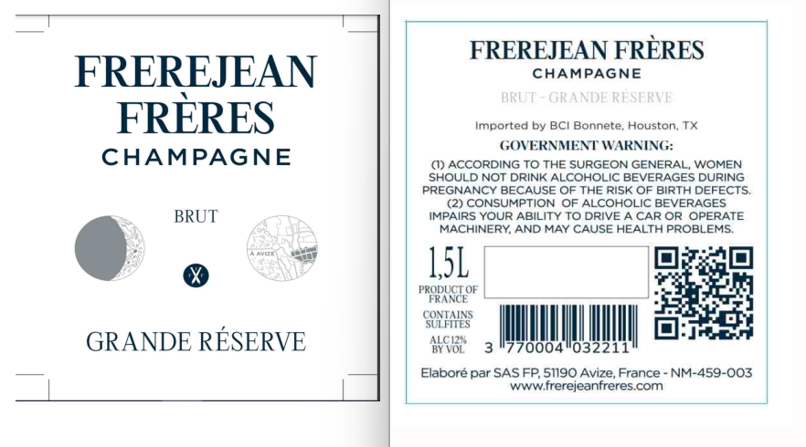 TABC label artwork for FrereJean Freres Grand Reserve Champagne