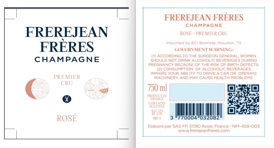 TABC label artwork for FrereJean Freres Rose Champagne