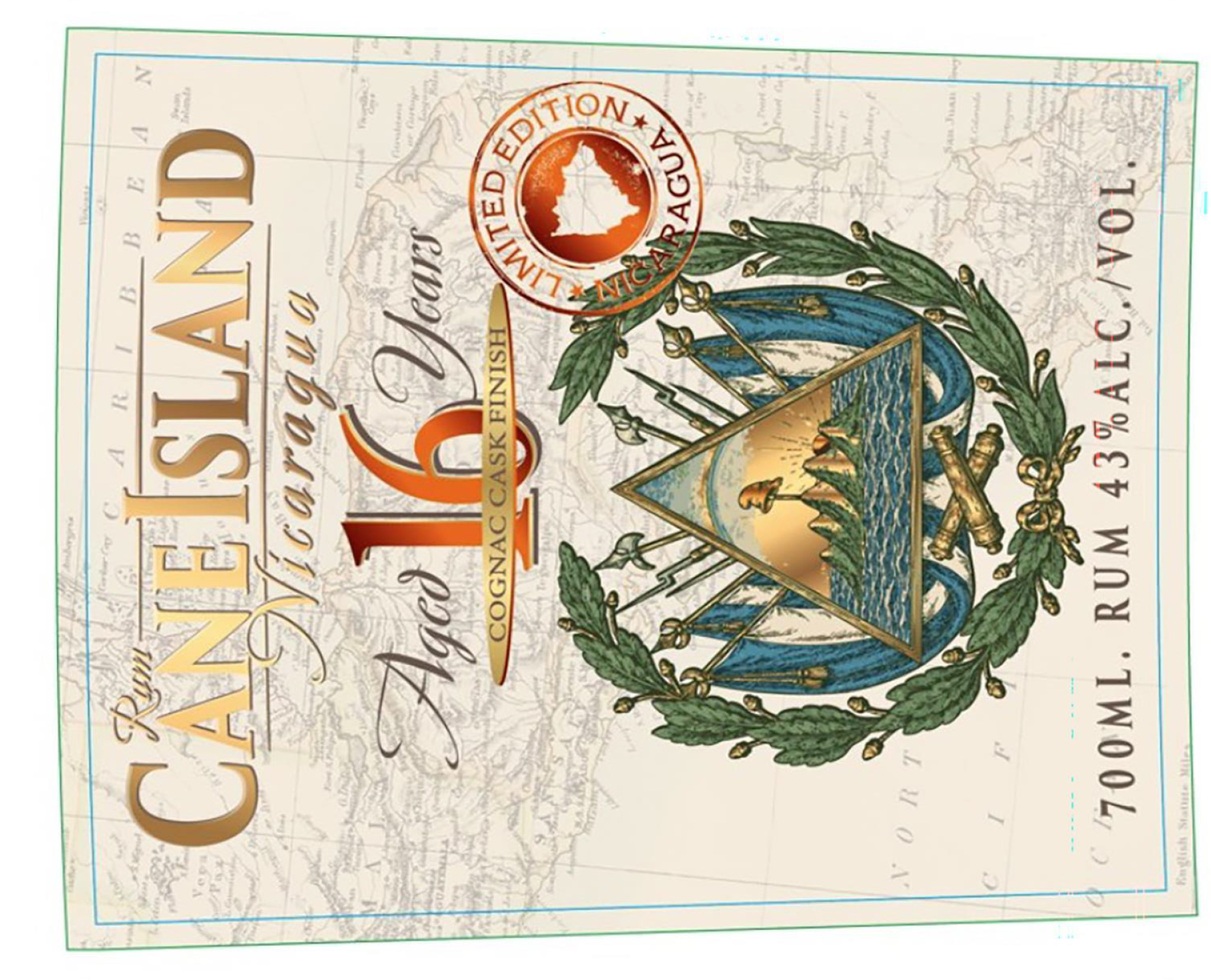 TABC label artwork for Cane Island Nicaragua 16Yr Cognac Cask