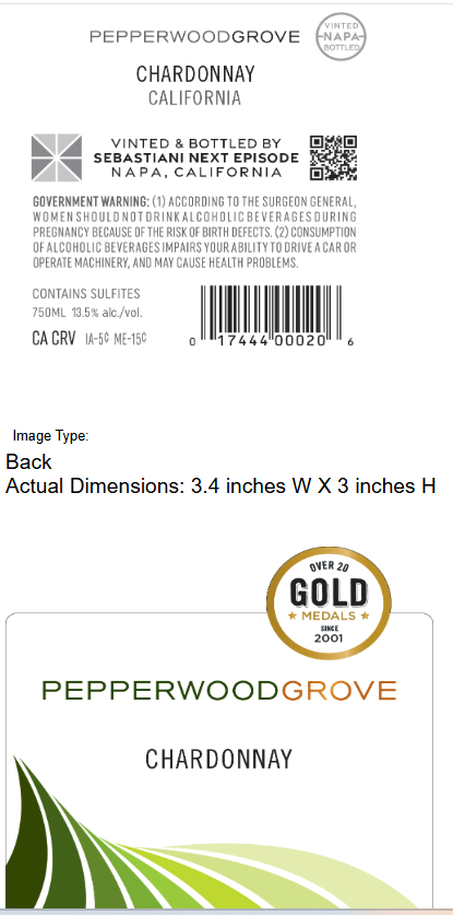 TABC label artwork for Pepperwood Grove Chardonnay
