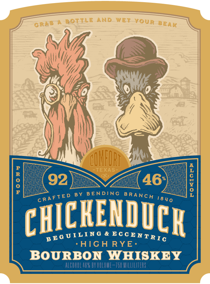 TABC label artwork for Chickenduck High Rye Bourbon, IA