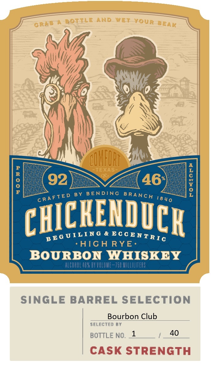 TABC label artwork for Chickenduck Hye Rye Bourbon custom