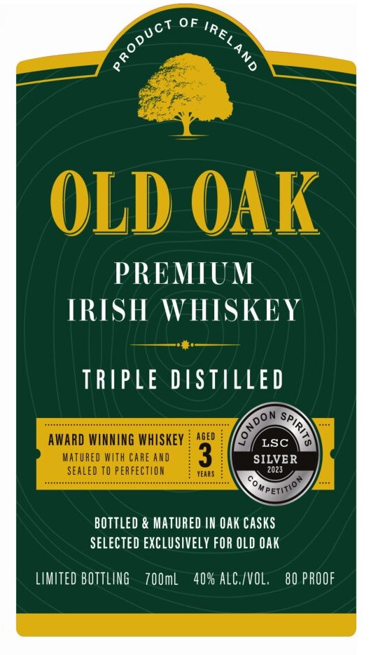 TABC label artwork for Old Oak Triple Distilled