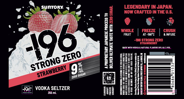 TABC label artwork for -196 Strong Zero Strawberry Vodka Seltzer