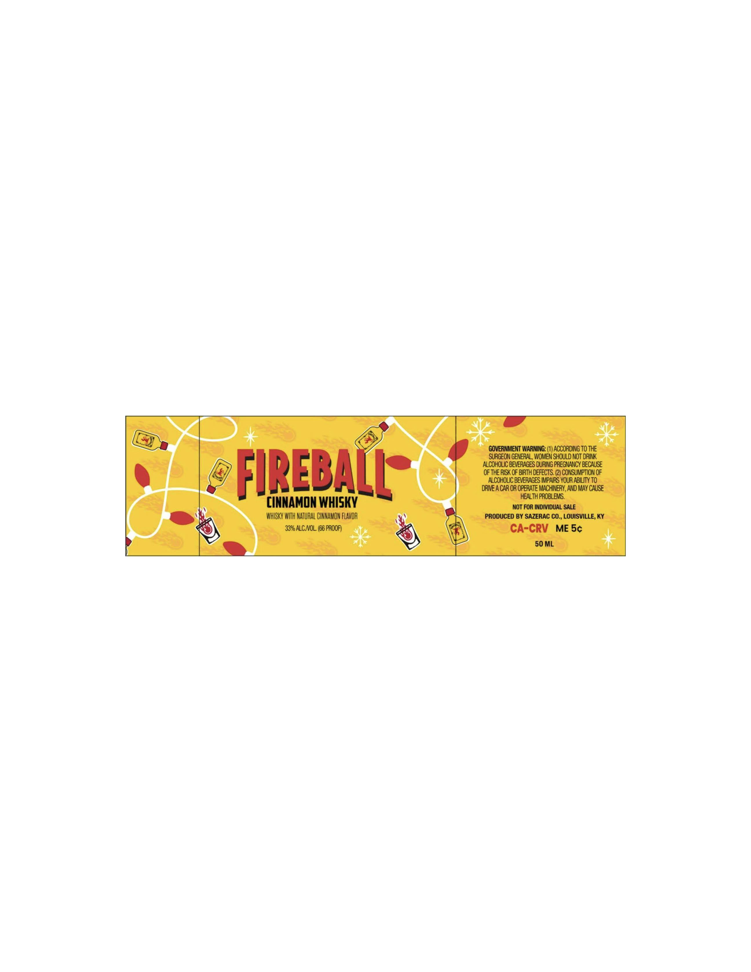 TABC label artwork for Fireball Cinnamon Whisky Holiday Ornament