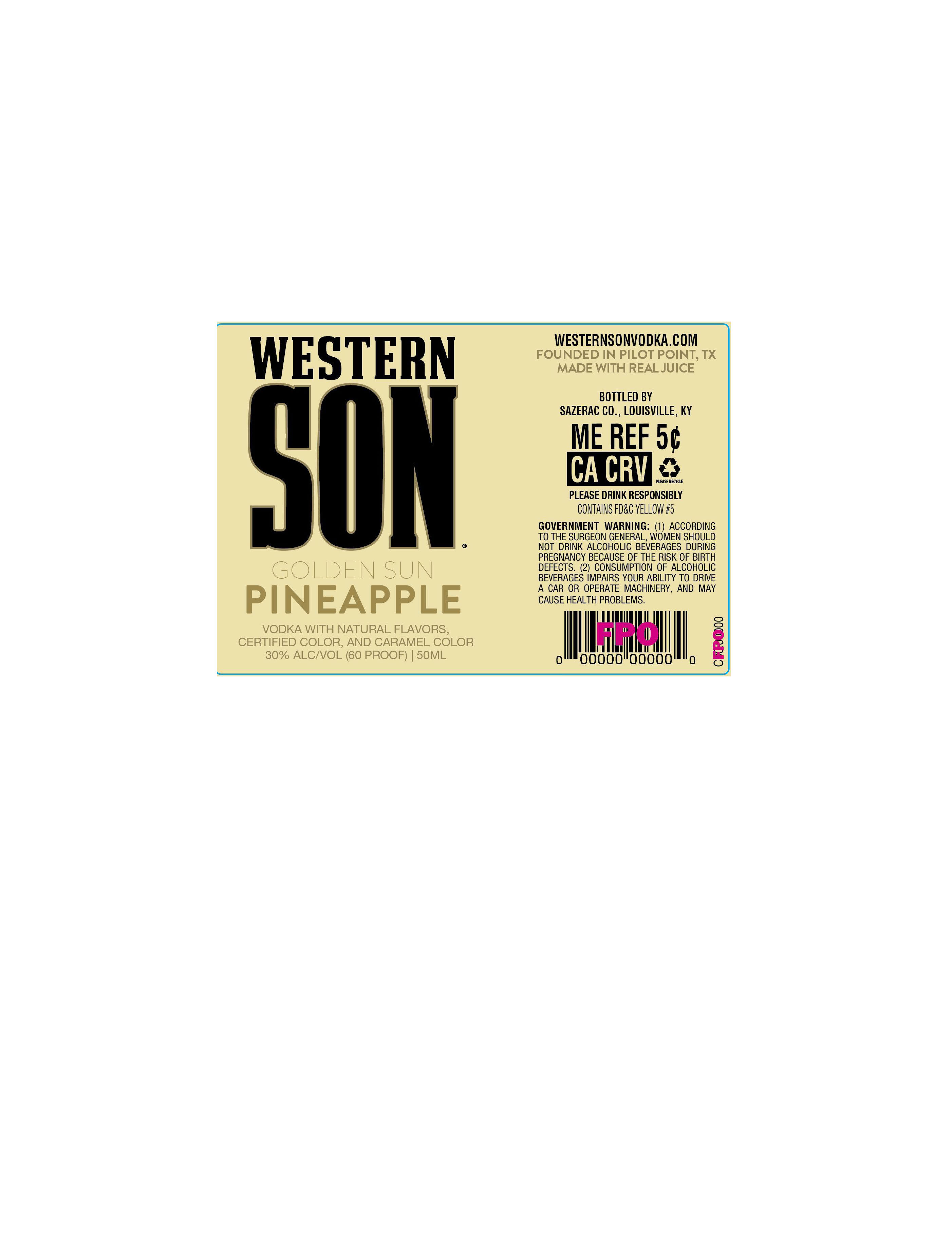 TABC label artwork for Western Son Golden Sun Pineapple