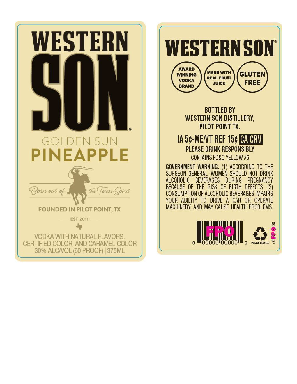 TABC label artwork for Western Son Golden Sun Pineapple