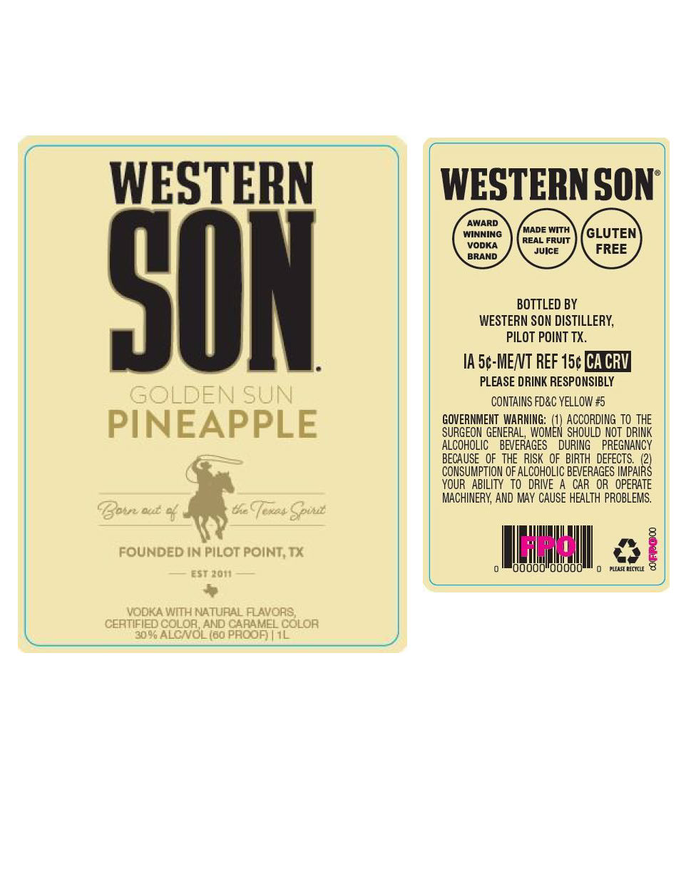 TABC label artwork for Western Son Golden Sun Pineapple
