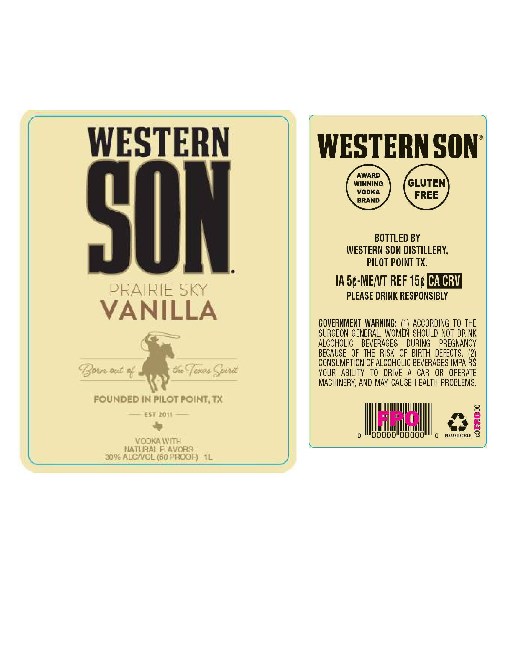 TABC label artwork for Western Son Prairie Sky Vanilla