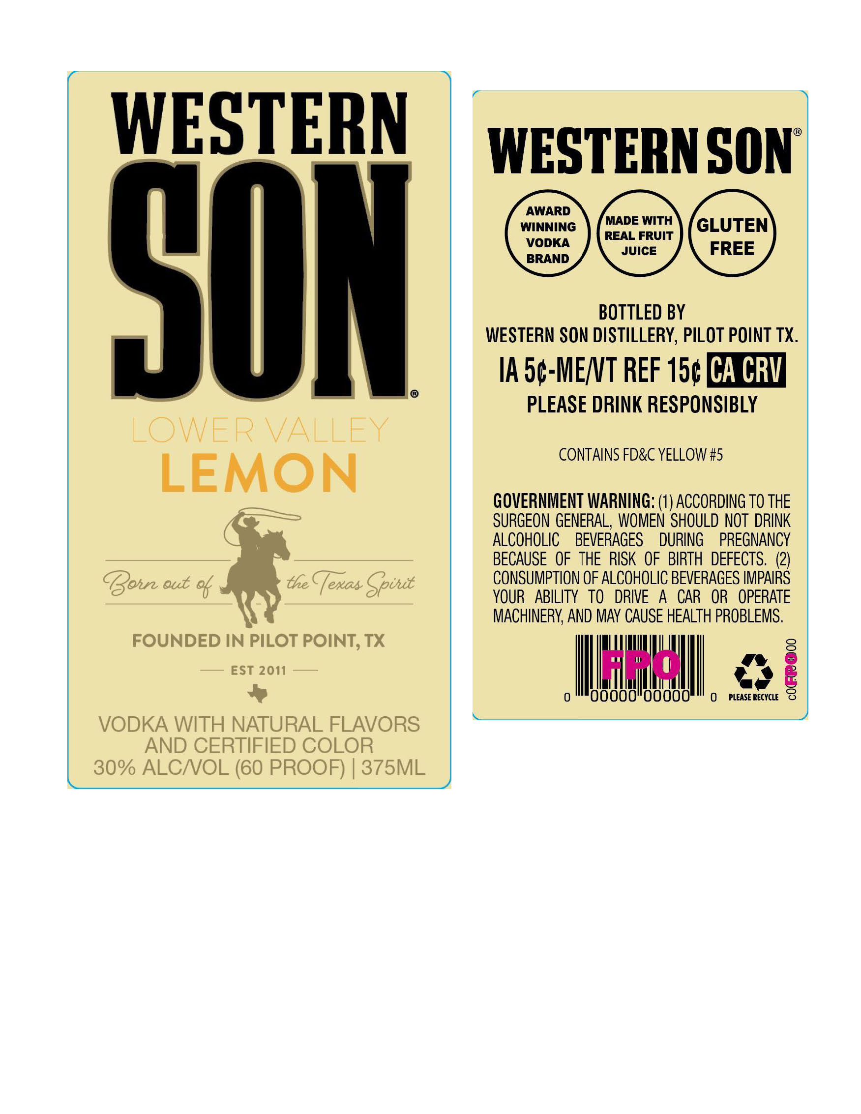 TABC label artwork for Western Son Lower Valley Lemon