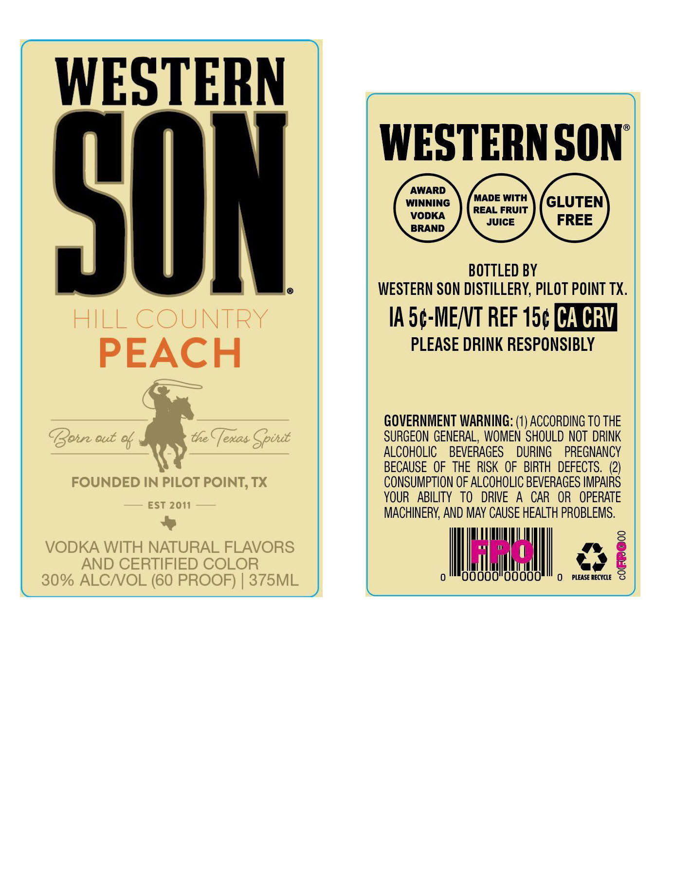 TABC label artwork for Western Son Hill Country Peach
